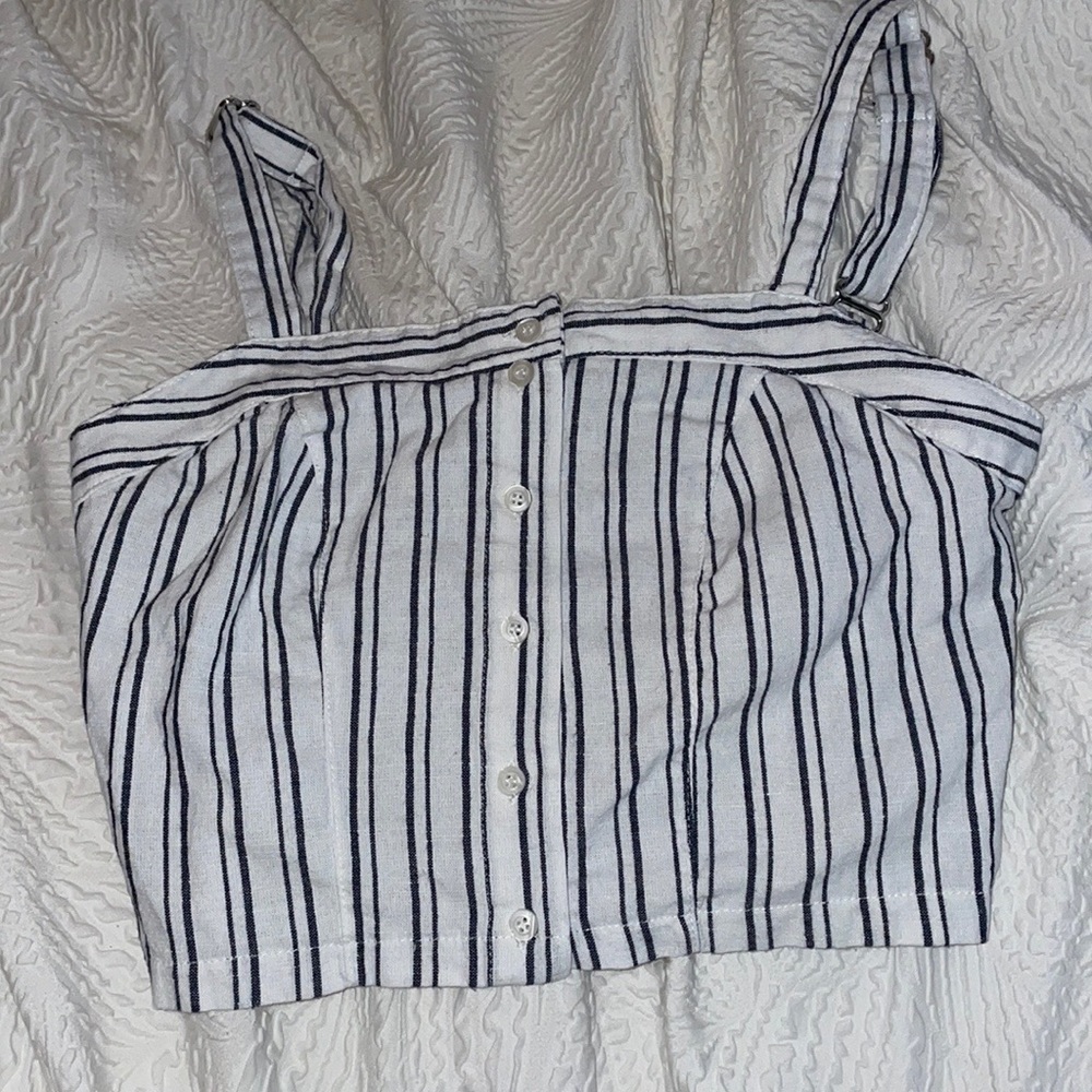 BRANDY MELVILLE STRIPED BUTTONDOWN TANK CROPPED